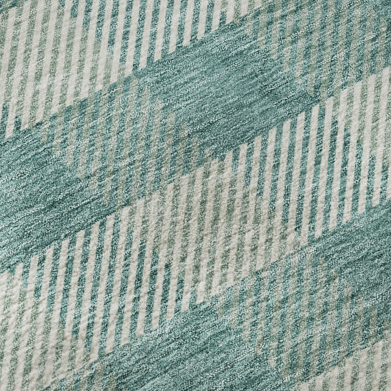 Premium Machine Washable Prisco Teal Rug, Rectangle 3' x 5'
