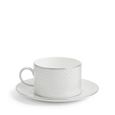 Octagonal Espresso Cups, Set of 4 white / silver