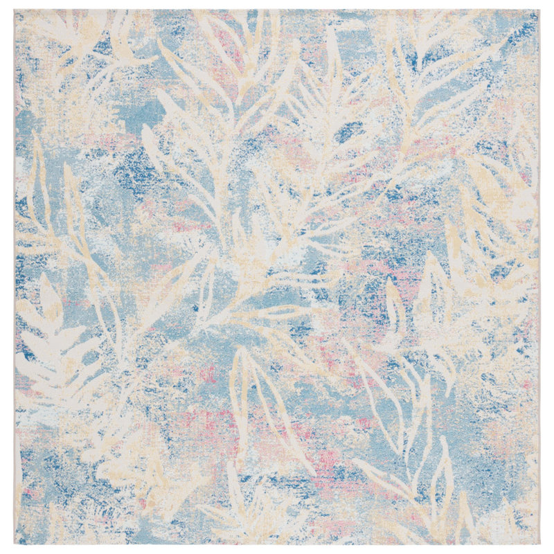Tapis d'intérieur / extérieur à motif floral Barbados 500 Performance, Square 6'6"
