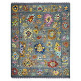 Blu Hand Woven Wool Oriental Area Rug