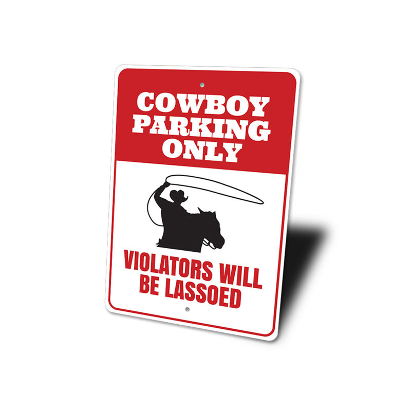 Enseigne de cowboy en aluminium, H 14 po x l 10 po x P 0,04 po