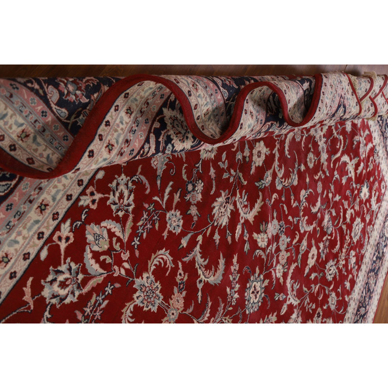 Tapis indien à motif floral All-Over Agra fabriqué à la main 12 x 18
