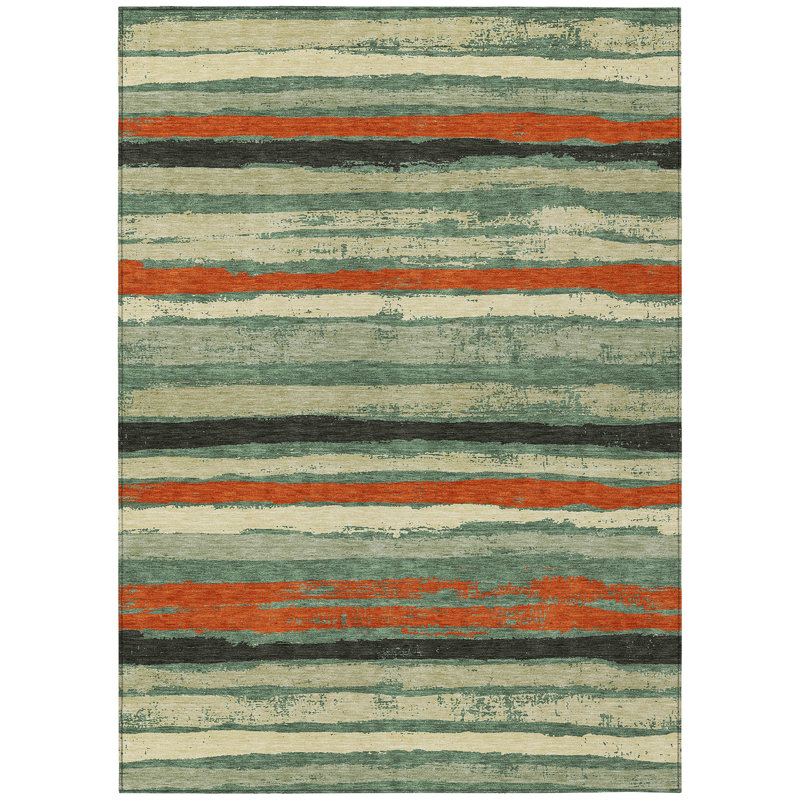 Sylira Green Washable Indoor-Outdoor Rug - , 10' x 14'