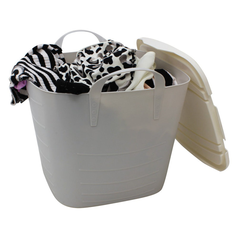 JVL Plastic Decorative Bin, Grey, 25L