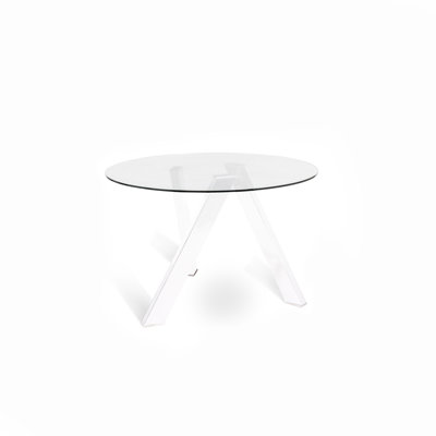 Tristani Round Glass Top Metal Base Dining Table