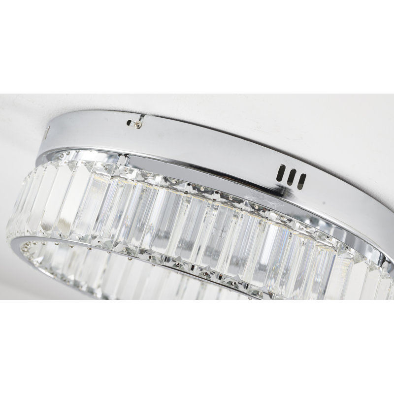 Modern LED Round Crystal Flush Mount , 4.37" H x 15.75" W x 15.75" D, Chrome