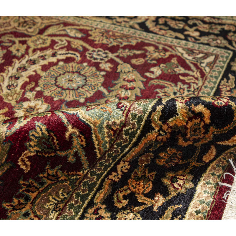 Hand-Knotted High-Quality Red and Black Area Rug