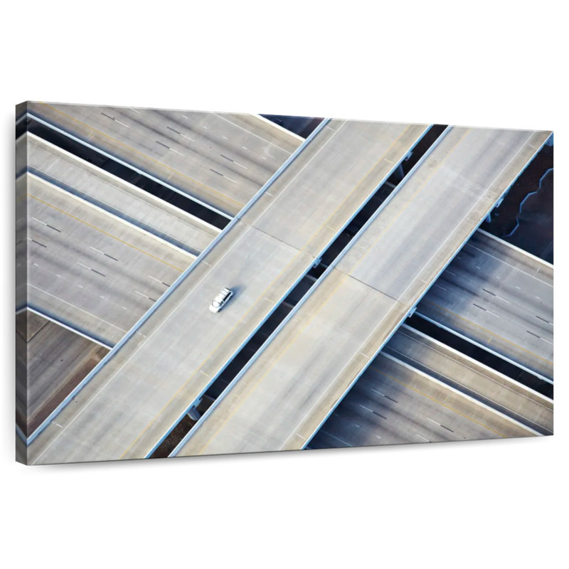 Mehar Lone Car On Freeway, 34" H x 51" W