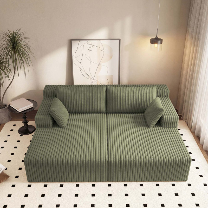 Canapé modulaire avec méridienne en forme de nuage, canapé modulaire moderne avec assise profonde, rembourré pour le salon et la chambre à coucher, aucun assemblage requis (tissu en velours côtelé moelleux)