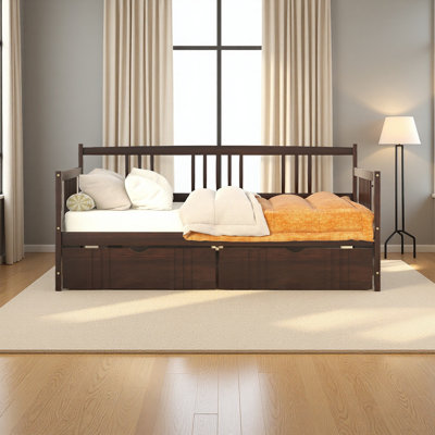 Lit de jour simple en bois avec deux tiroirs