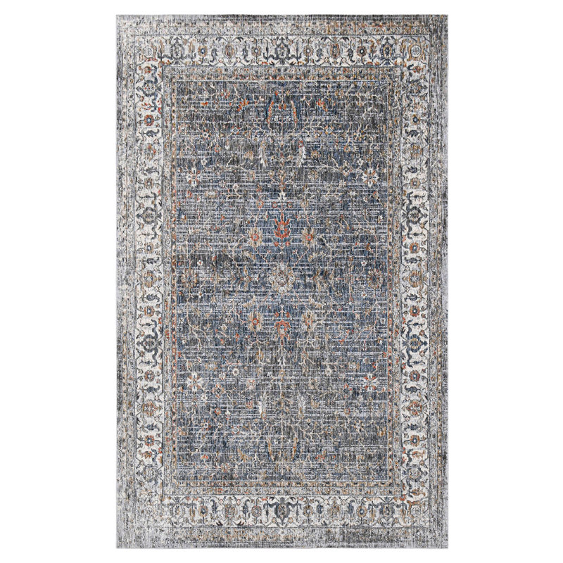 Tapis de qualité supérieure en polyester à bordure transitionnelle Elynna, Rectangle 2 pi x 3 pi
