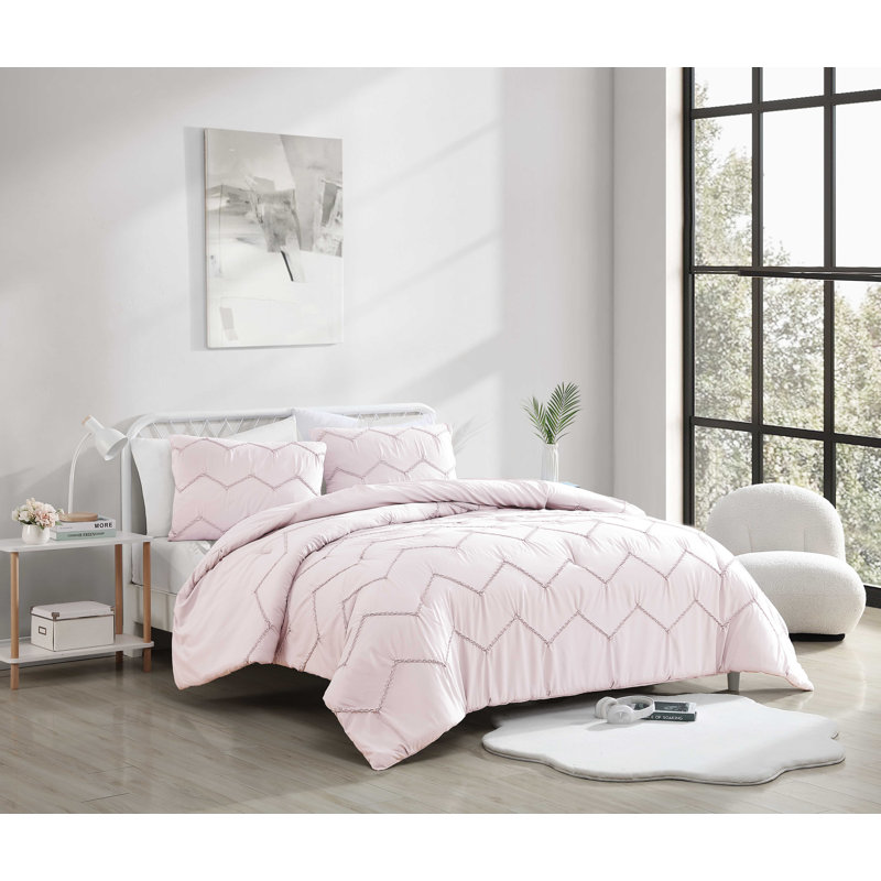 Ensemble d'édredon Somerset Swift Home, Édredon pour très grand lit + 2 taies décorativ, Rose