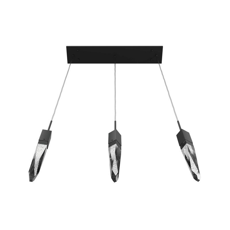 Aspen 3 - Light Pendant, Matte Black, Bubbled Hand-Carved K9