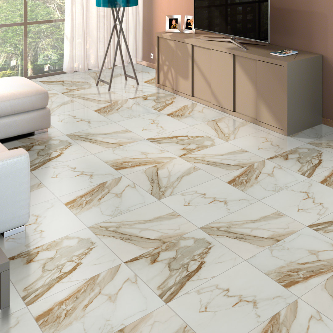 Palazza 24 in. x 24 in. Polished Porcelain Marble Look Floor and Wall Tile Ackland 