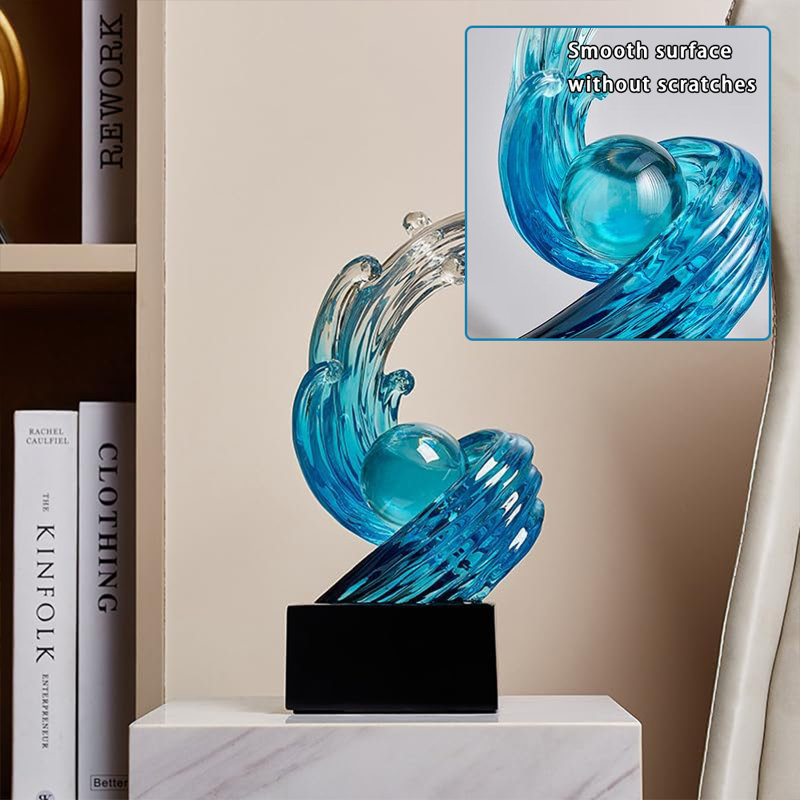 Wave-Shaped Resin Desktop Decor - Stylish Decoration For Desk, Bedroom & More, Light Blue
