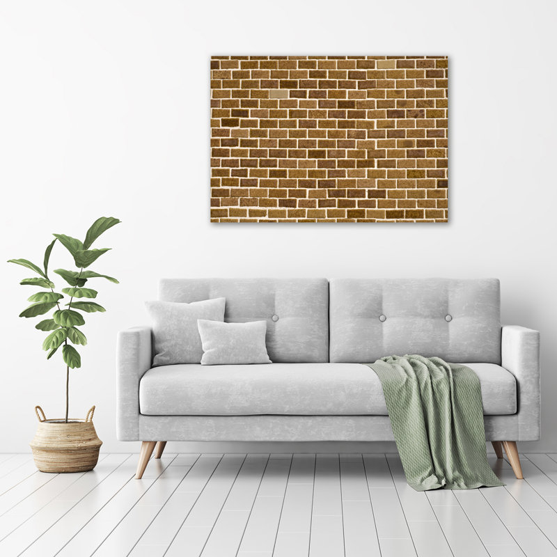 Glass Print Wall Art 100X70cm Image Printed On Glass Decorative Wall Picture Behind Toughened / Tempered Safety Real Glass For Kitchen & Living Room Theme:Brick Wall