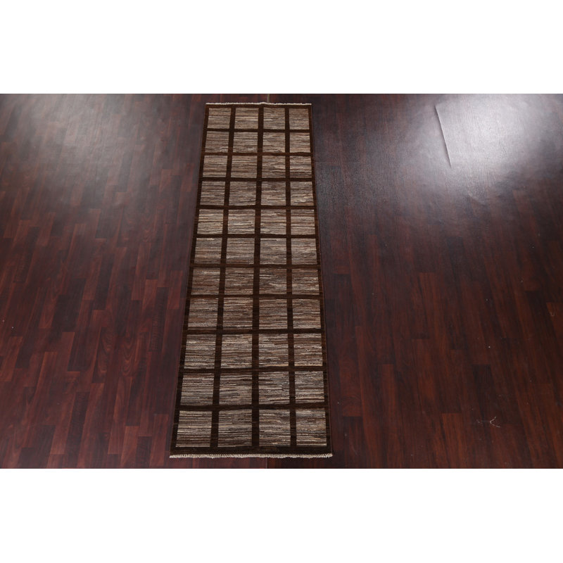 Checkered Gabbeh Runner Rug 3x10