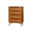 Commode 1 pièce avec tiroirs encastrés de style Mid-Century moderne avec pieds ronds fuselés et quatre tiroirs