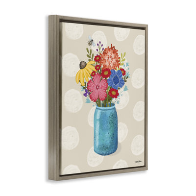 Art mural sur toile à pois et fleurs, par Lori Deiter