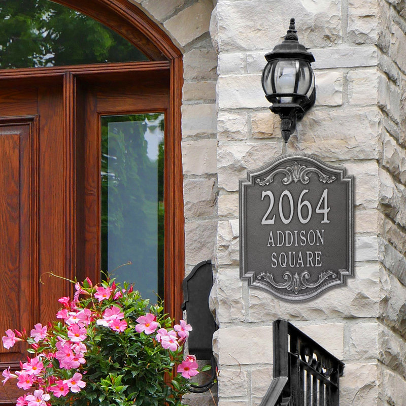 Signature Series 3-Line Wall Address Plaque, Smoke Gray, Gray, Yes