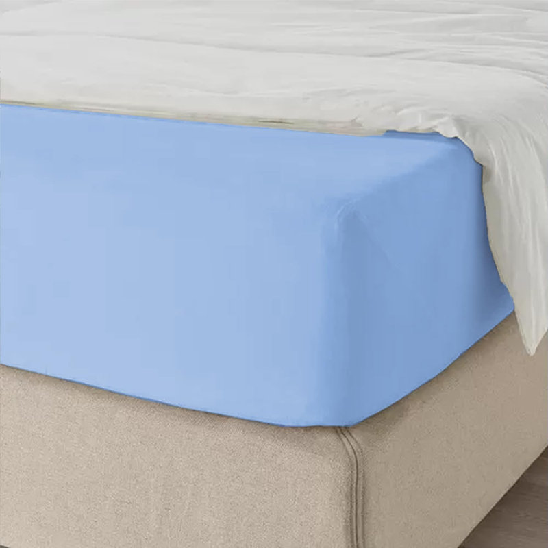 Rylynne Microfiber Plain Weave / Muslin Fitted Sheet, Light Blue, King