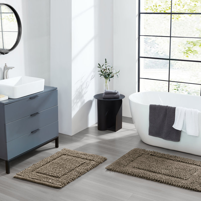 Payten Classic Cotton Bath Mat, Cappuccino, Set of 2 - 17" W x 24"L / 20"W x 32"L