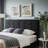 Black Linen Fabric California King Headboard - Tufted Waffle Stitch With Adjustable Height & Metal Legs-1999259258