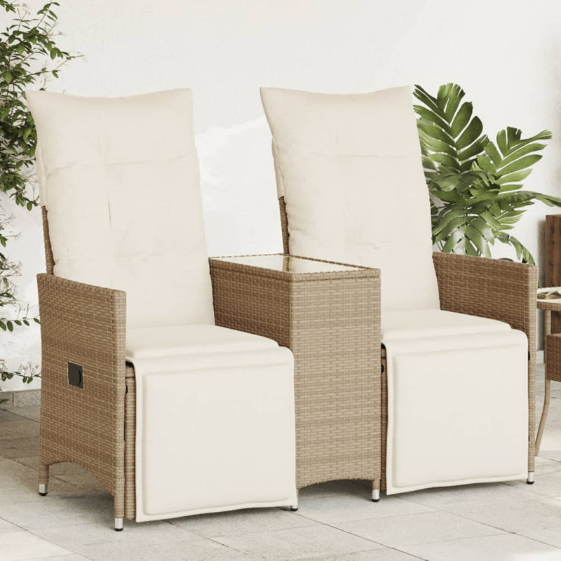  Reclining Garden Sofa Beige, Cream White, Beige