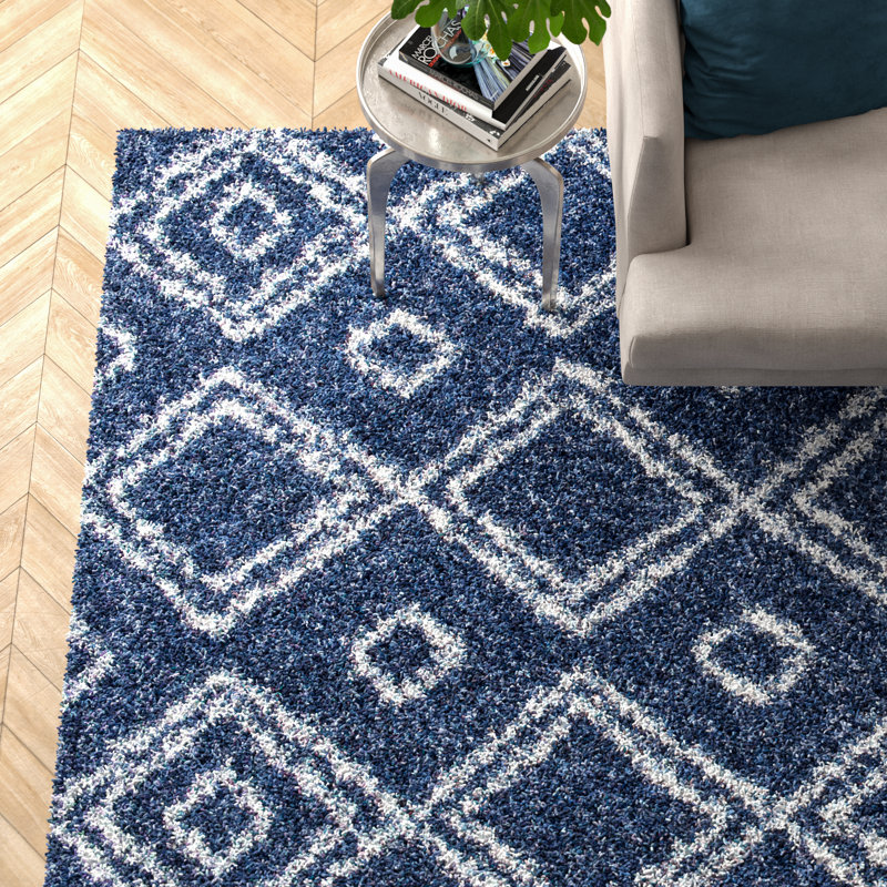 Tapis bleu à poils longs Stainbrook, Rectangle 9 pi 2 po x 12 pi