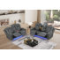 Faux Breathable Leather Power Recliner Loveseat With Console + 3 Seater Reclining Sofa With Drop-down Table, 2-piece Set