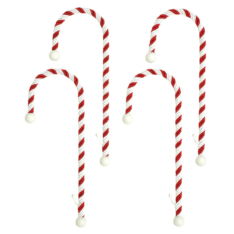Red and White Candy Cane Rope Stocking Holder Set