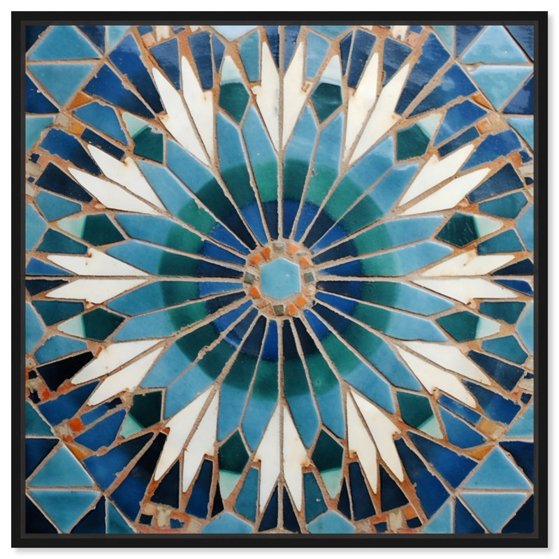 «Zellige Art Tile Canvas Retro Geometric Abstract Art» par Art Remedy, Cadre noir, H 13 po x l 13 po