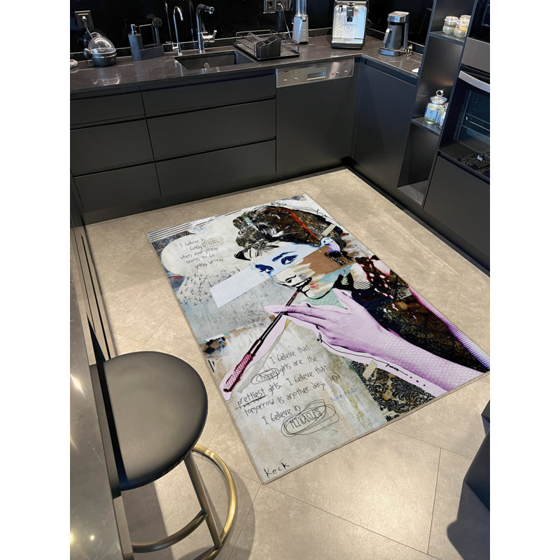 Tapis rétro rétro multicolore, Rectangle 3 pi 3 po x 6 pi 6 po