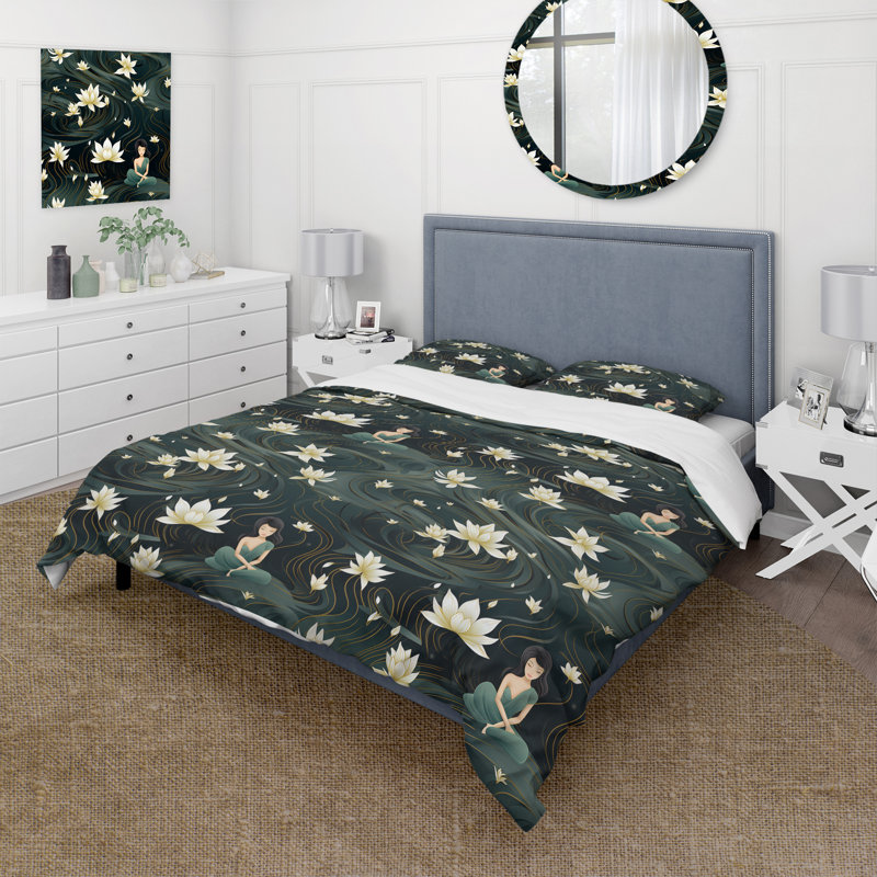 Ensemble de housse de couette Mindful Retreat Yoga Oasis Zen, Housse de couette pour très grand lit et 2 très