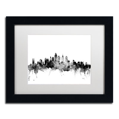 « philadelphia pa horizon b&w », impression encadrée