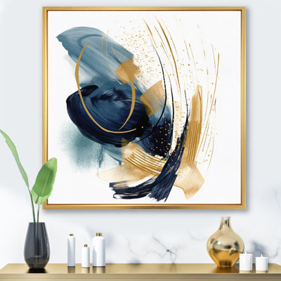 «Dark Blue and Gold Strokes XVII», reproduction d'art sur toile