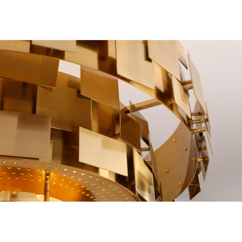 Lustre tambour Luca, Plaqué bronze, 59" Dia x 86" Height