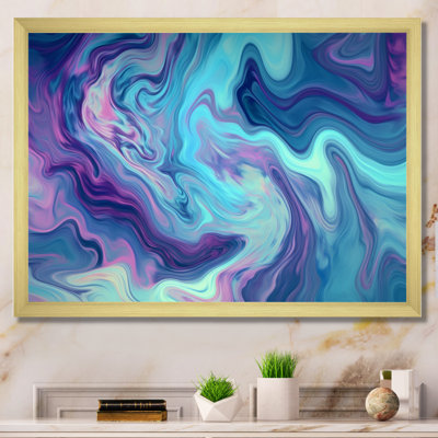 Turquoise mauve marbré fusion I - impressions sur toile abstraites