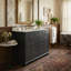 Meuble-lavabo de 36 po de style apothicaire en bois massif, armoire rétro rainurée avec lavabo en céramique, 2 tiroirs et 2 portes (blanc / noir)-1747698044