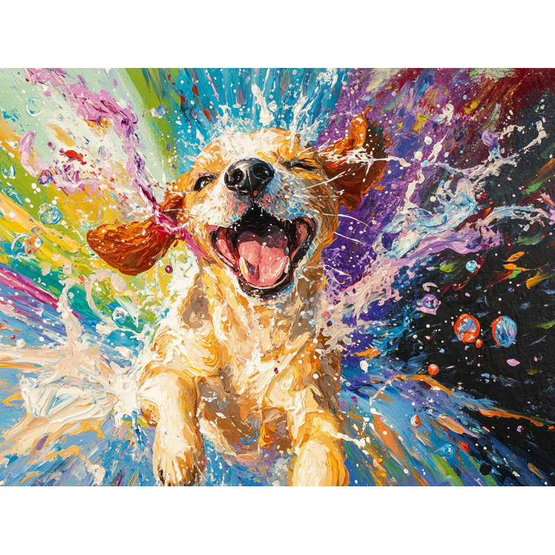 Lively Spray - Colourful Dog Shake Canvas Wall Art, 36" H x 48" W