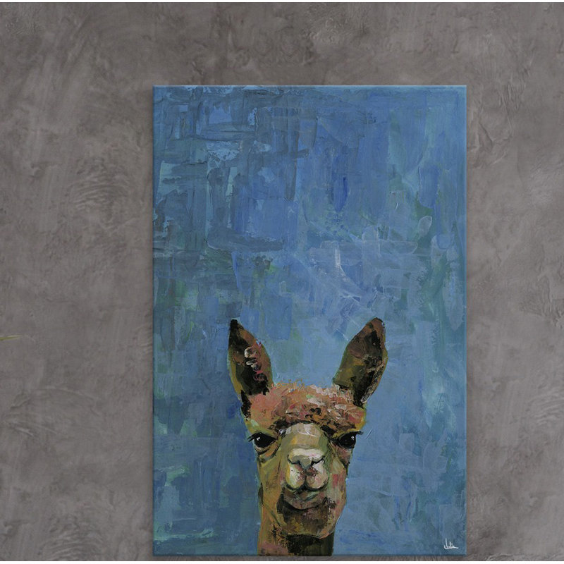 What Up Llama by Julia Posokhova - Wrapped Canvas Painting, 38cm H x 25cm W x 3.81cm D
