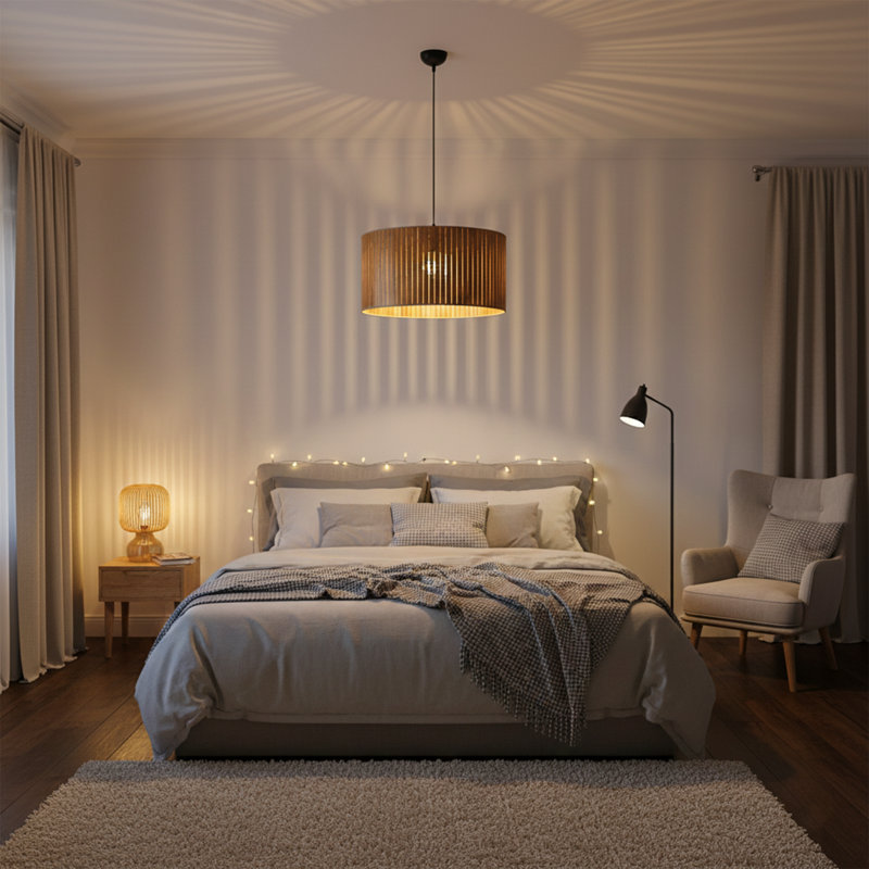Lustre en bambou 1 lumière Oasis, Noyer