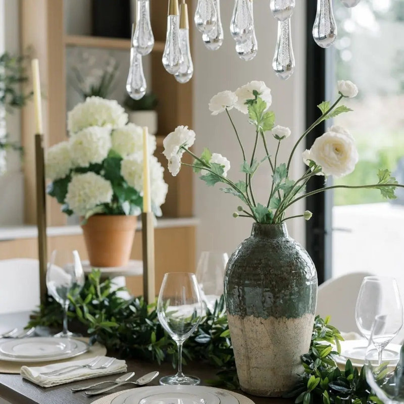 27" Artificial White Ranunculus Stems