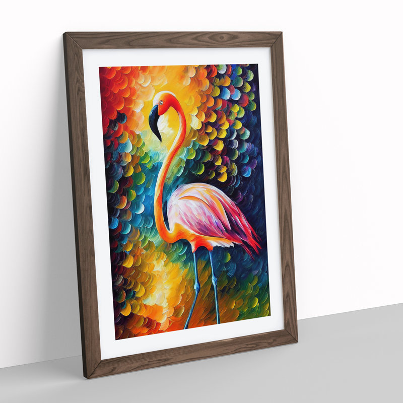 Flamingo Portrait No.1 - Framed Print, 64cm H x 46cm W x 2cm D, Walnut