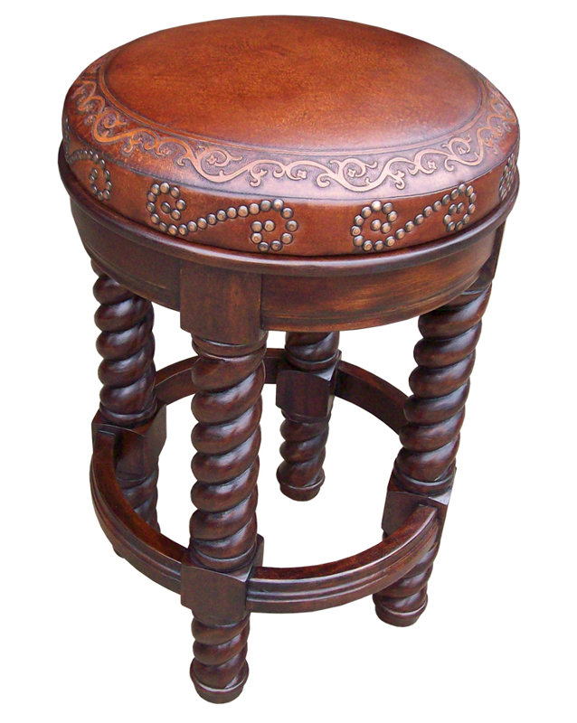 Tabouret de bar et de comptoir en cuir Haleemah, Tabouret de bar (assise de 30 po de hauteur)