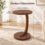 Table de bout en forme de C 14,96 po avec finition grain de bois de noyer pour canapé et chevet