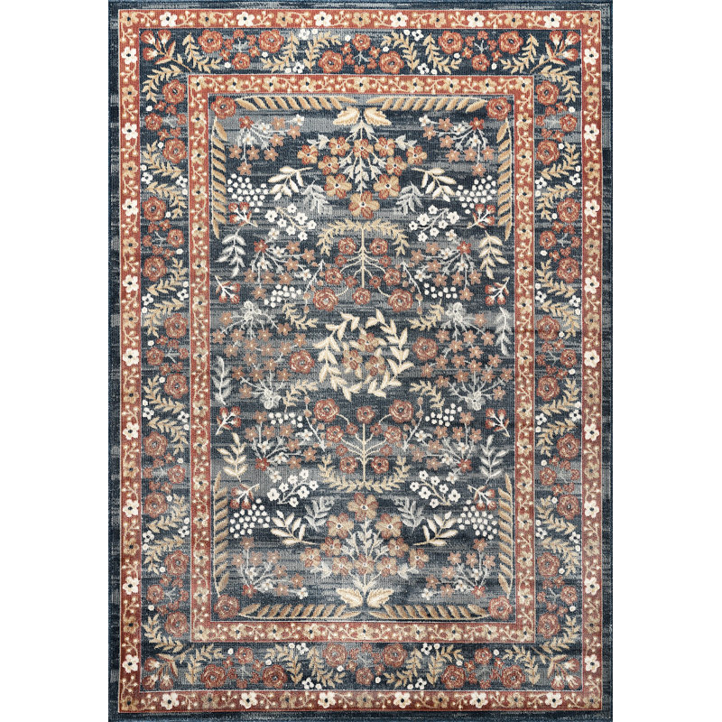 Abani Teuton DAL170A Indoor/Outdoor Floral Navy Area Rug, 4 pi x 6 pi