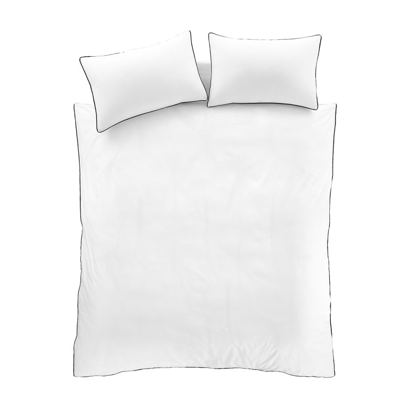 Cotton Piped Duvet Cover Set, Super King Duvet Cover + 2 Standard Pillowcases