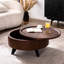 Table basse avec rangement à couvercle rabattable de style Mid-Century de 31,05 po en bois massif et pieds noirs à finition ronde pour le salon
