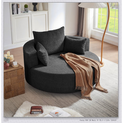 Fauteuil demi-tonneau pivotant à 360 ° avec coussins amovibles, pour le salon, la chambre à coucher, le bureau et le confort de l'hôtel